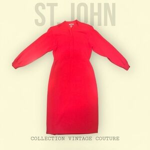 St. John Vibrant Red Long Sleeve Dress​​
